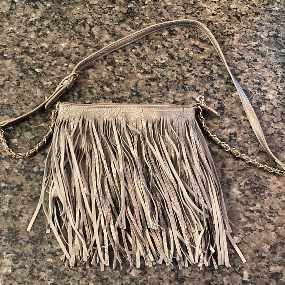 Cross body fringe purse